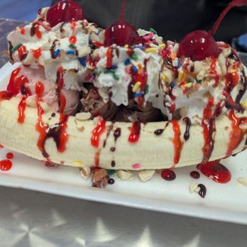 The Milkshakery - Banana split. - Desserts Near Me - Waverly, Tennessee The Milkshakery - Banana split. - Desserts Near Me - Waverly, Tennessee