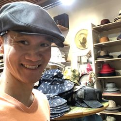 Chapel Hats - Me trying on their hats!