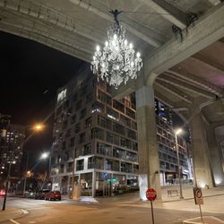 Spinning Chandelier by Rodney Graham
