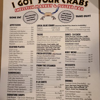 I Got Your Crabs - Menu - Seafood Near Me - Kitty Hawk, North Carolina I Got Your Crabs - Menu - Seafood Near Me - Kitty Hawk, North Carolina