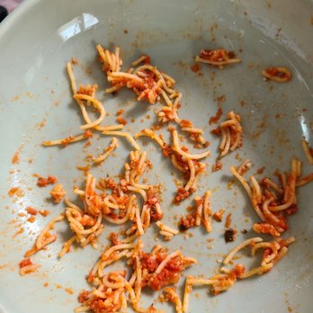 Antonio's Pizza Beau Rivage - My angel hair pasta. All of my noodles looked like this. 1-3 inch pieces of noodles. Why? - Italian Near Me - Wilmington, North Carolina