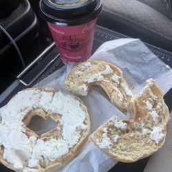 Mom's Donuts & Ice Cream - A small Thai tea (not what was advertised) and a pitiful bagel with cream cheese
