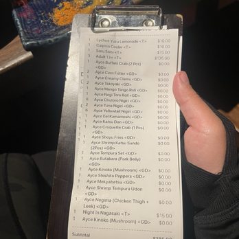 Sakaki Izakaya - Entire menu receipt for AYCE! - Sushi Bars Near Me - Arlington, Virginia Sakaki Izakaya - Entire menu receipt for AYCE! - Sushi Bars Near Me - Arlington, Virginia