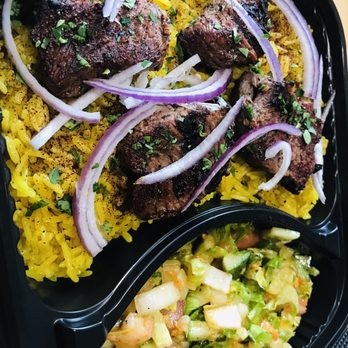 El Prince Restaurant - Shish ka Bob with rice and salad - mix the salad and rice together for the ultimate flavor. - Mediterranean Near Me - Wesley Chapel, Florida