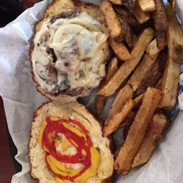 a cheeseburger and fries a cheeseburger and fries