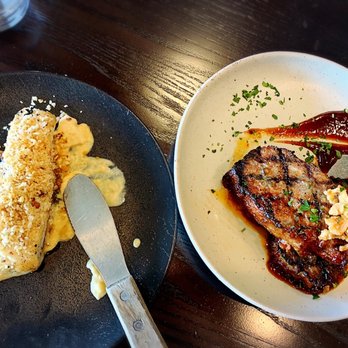 Carson Kitchen - Pecan halibut and pork meat loaf - New American Near Me - Salt Lake City, Utah