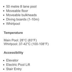 City of London Aquatic Services - Facility features