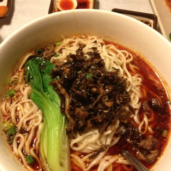 Potsticker House - #106 spicy Szechwan pork-pork not identifiable, no broth just grease, but amazing hand pulled noodles! - Dim Sum Near Me - Chicago, Illinois