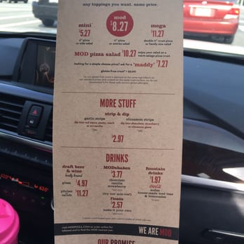MOD Pizza - Prices on side two. - Pizza Near Me - Fontana, California