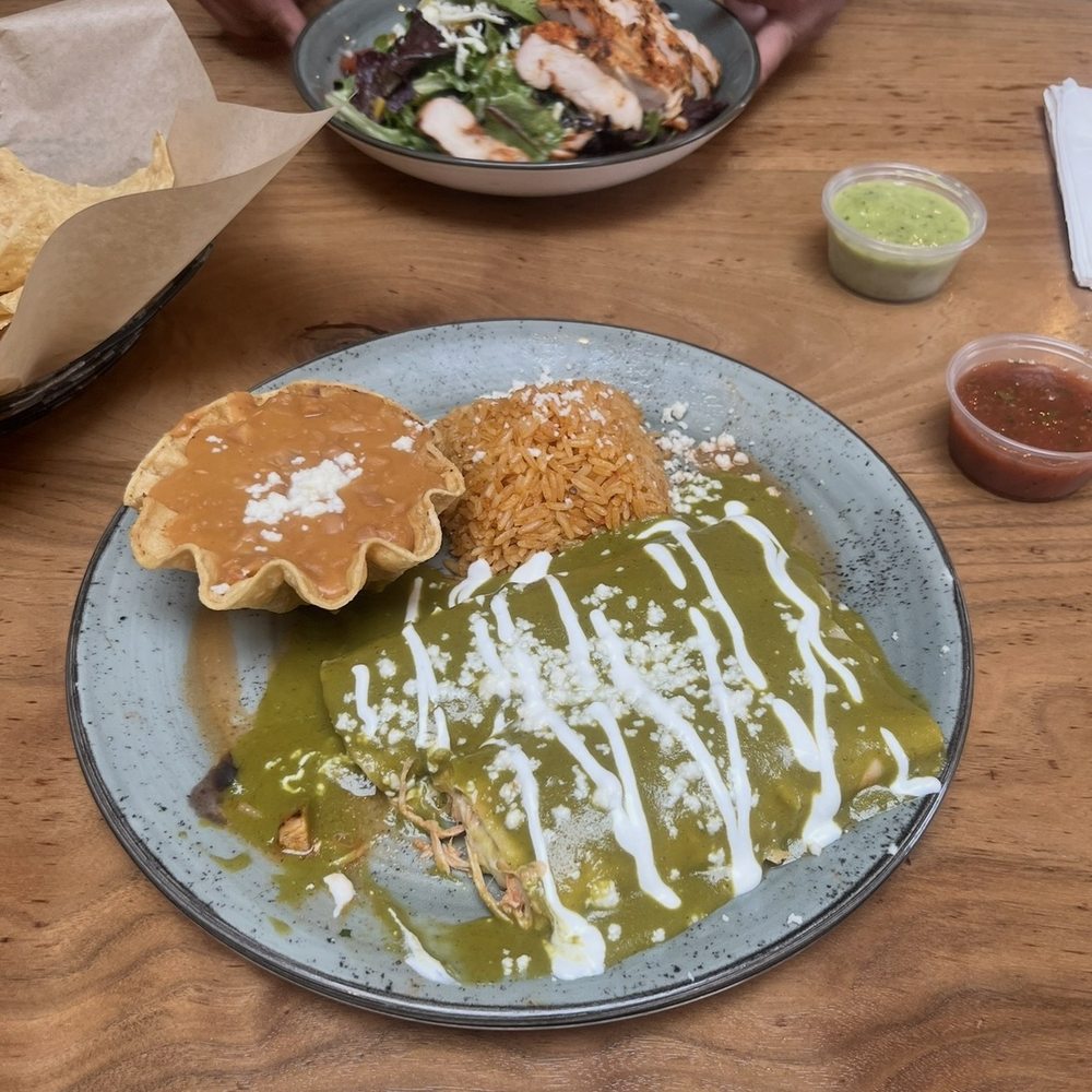 Ench. Guadalajara and  Los Agaves Salad Chicken