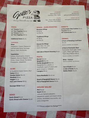 Menu photo 1 Gatto's Pizza Columbus, OH