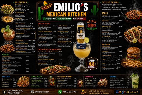 Menu photo 1 Emilio's Mexican Kitchen Dallas, TX Menu photo 1 Emilio's Mexican Kitchen Dallas, TX