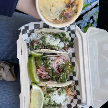 El Jefe Taco Joint - Three tacos and queso - Tacos Near Me - Anchorage, Alaska