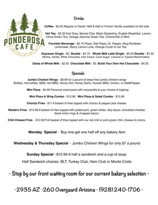 Menu photo 1 Ponderosa Cafe Heber-Overgaard, AZ Menu photo 1 Ponderosa Cafe Heber-Overgaard, AZ