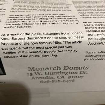 Monarch Donuts - Address - Donuts Near Me - Arcadia, California