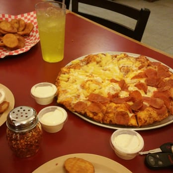 Abby's Legendary Pizza - Half Hawaiian pizza and pepperoni pizza with spuds! - Pizza Near Me - Klamath Falls, Oregon