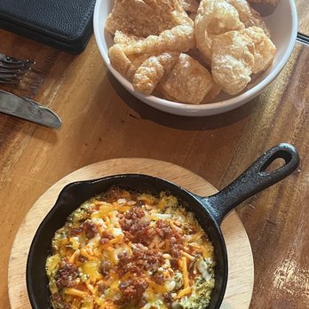 The Golden Spur Grill - Fried Pork Rinds with Collard/ sauce - Breakfast & Brunch Near Me - Columbia, South Carolina