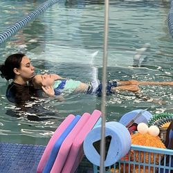 Watermelon Swim - Ms.dailya building working on being comfortable in the water with my nephew.