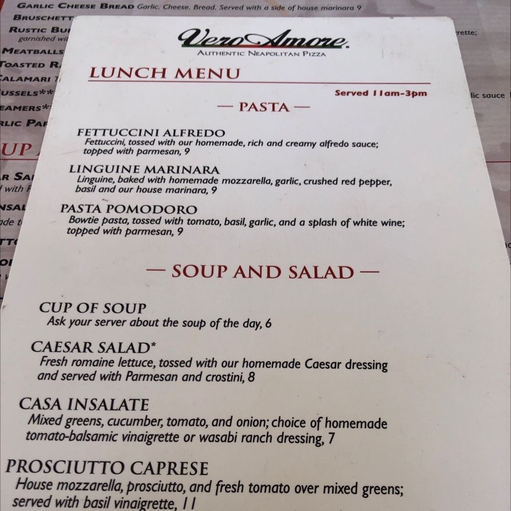 Amore - Lunch menu - Italian Near Me - Marana, Arizona