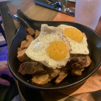 Ford's Garage Plano - Garage Skillet. Hubs got this and loved it. Said the brisket was delicious. - Burgers Near Me - Plano, Texas Ford's Garage Plano - Garage Skillet. Hubs got this and loved it. Said the brisket was delicious. - Burgers Near Me - Plano, Texas