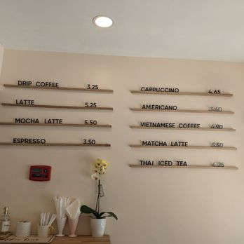 Maprang Bakery & Cafe - Drink menu on the wall - Desserts Near Me - Somerville, Massachusetts