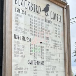 Blackbird Coffee - Menu as of 4/20/2023