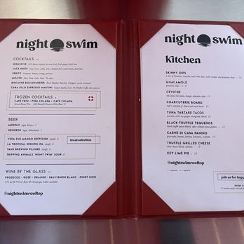 Night Swim Rooftop Bar - Cocktail and Food Menu - Bars Near Me - Miami, Florida Night Swim Rooftop Bar - Cocktail and Food Menu - Bars Near Me - Miami, Florida