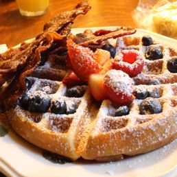 waffle and bacon for breakfast