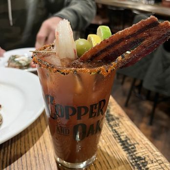 Copper and Oak - Loaded blood mary!  Thank you Logan for making this happen!! - Burgers Near Me - Danville, Kentucky