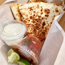 Little Poblano - Chicken quesadilla with pico de gallo and crema