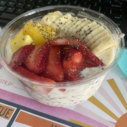 Chia pudding bowl with different toppings