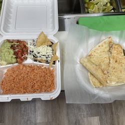 El Poblano Mexican Food - Chicken quesadillas meal arroz frijol lechuga guacamole pico de gallo