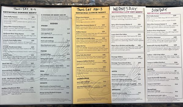 Menu photo 1 Setsunai Lopez Island, WA
