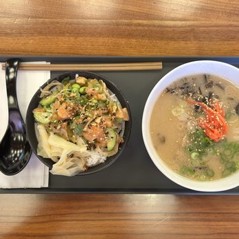 Akatora Ramen - Lunch special: small tonkotsu ramen and salmon poke bowl - Ramen Near Me - Los Angeles, California Akatora Ramen - Lunch special: small tonkotsu ramen and salmon poke bowl - Ramen Near Me - Los Angeles, California