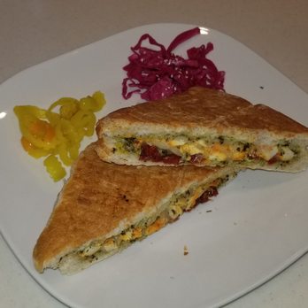 Roobic's Cafe - Cant get enough of this Pesto Chicken Panini. Nice and crunchy on the outside and when you get to the center, nice fluffy... omg. - Mediterranean Near Me - Glendale, California
