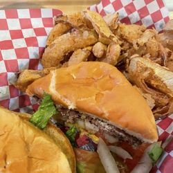Sherrer's Restaurant - Burger and onion rings.