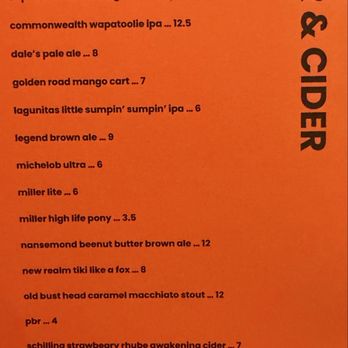 Harper's Table - Beer and cider menu - New American Near Me - Suffolk, Virginia