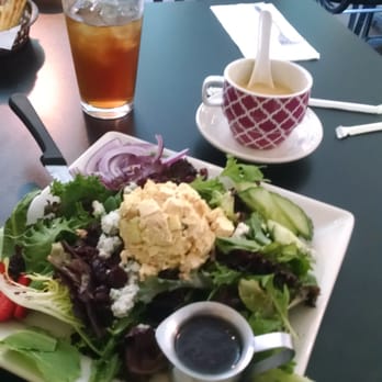 Cafe Girasole - Fields of greens with chicken curry salad and the house curry sweet potato soup!! Yummy!! - Sandwiches Near Me - Gardnerville, Nevada Cafe Girasole - Fields of greens with chicken curry salad and the house curry sweet potato soup!! Yummy!! - Sandwiches Near Me - Gardnerville, Nevada