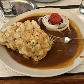 Café Louvre - I was so hungry I stated before my pic!  Sorry yet it was still intact and beautiful!   Same with my sig other! - Cafes Near Me - Prague, Puerto Rico