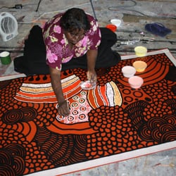 Aboriginal Dreamtime Fine Art Gallery - Nellie Marks Nakamarra 150cm x 90cm

Artist in Creation