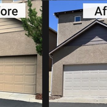 Michael Angelo Custom Painting - before and after garage, fascia, trim painting - Painters Near Me - Huntington Beach, California