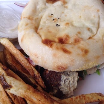 Zizi's Cafe - Falafel sandwhich meal with homemade French fries. - Mediterranean Near Me - Chicago, Illinois