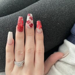 Valentine acrylic coffin nails. Valentine acrylic coffin nails.
