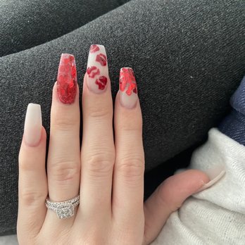 Perfect Nails - Valentine acrylic coffin nails. - Nail Salons Near Me - Ogden, Utah Perfect Nails - Valentine acrylic coffin nails. - Nail Salons Near Me - Ogden, Utah
