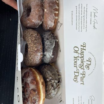 Sidecar Doughnuts & Coffee - Salted butter x2 Cookies n cream Maple bacon Cinnamon Saigon Chocolate cake - Donuts Near Me - Pasadena, California Sidecar Doughnuts & Coffee - Salted butter x2 Cookies n cream Maple bacon Cinnamon Saigon Chocolate cake - Donuts Near Me - Pasadena, California
