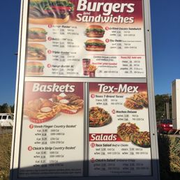 a menu for burgers and sandwiches