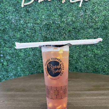 Breaktime Tea - Strawberry and Lychee Green Tea with Mango Bits - Bubble Tea Near Me - Concord, California