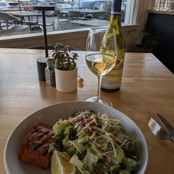 Dalla Baia - Ceaser salad with Salmon (sub'd out croutons for the toasted pecans) - Italian Near Me - Poulsbo, Washington