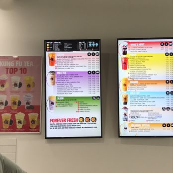 Kung Fu Tea - Menu is visible on the wall for ease of ordering - Coffee & Tea Near Me - Richmond, Texas