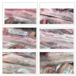 Sam's Club - Six packs of bacon with expiration dates of 08/3/2025.